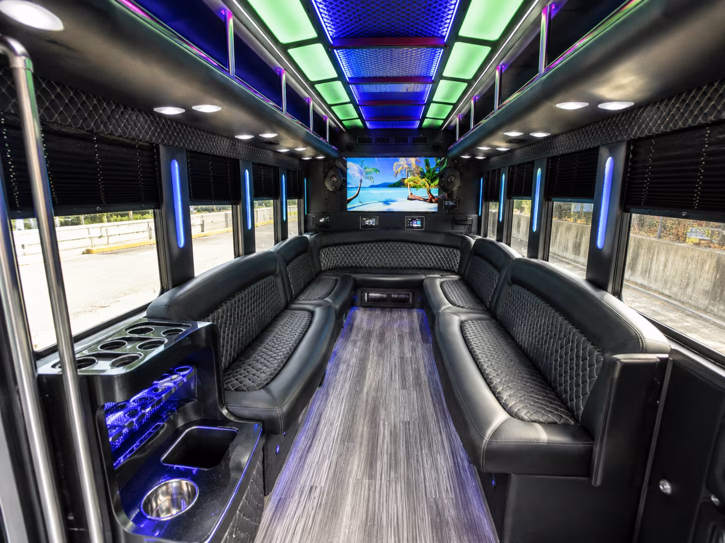 coeur dalene 18 passenger party bus inside